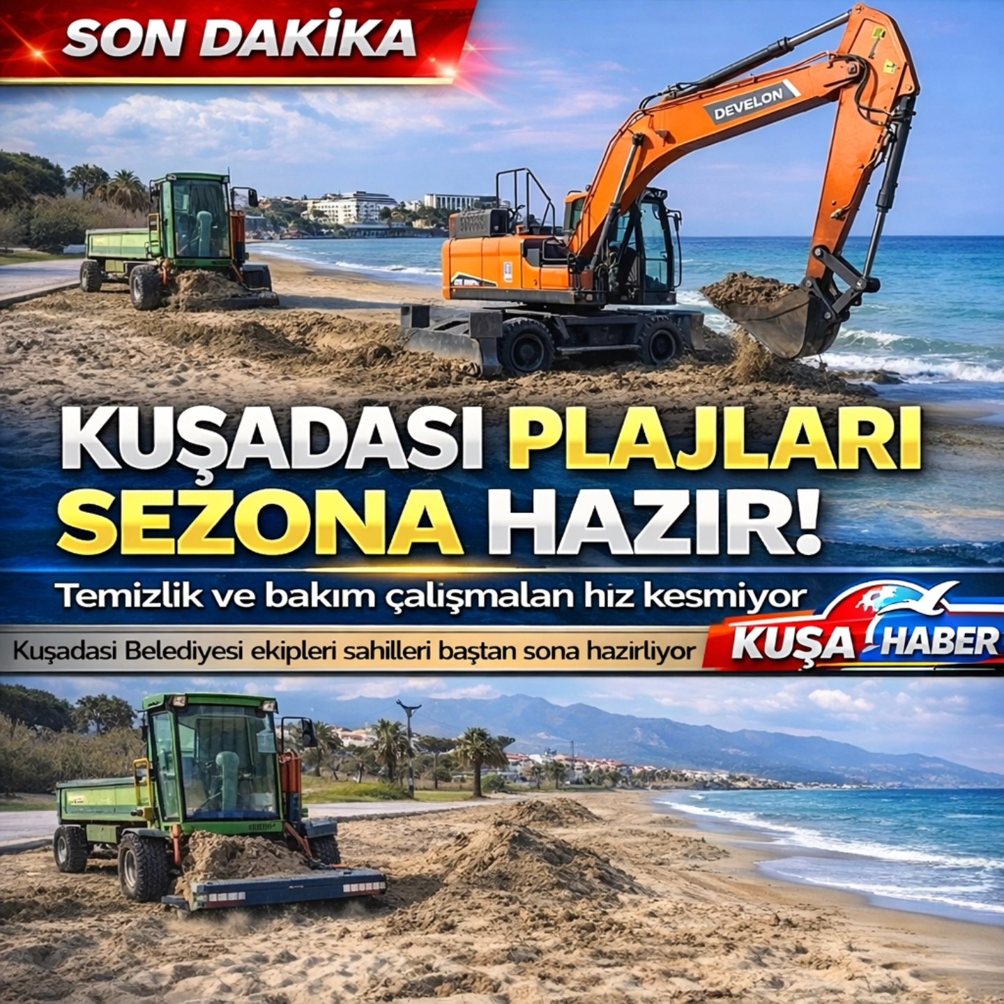 KUŞADASI PLAJLARI SEZONA HAZIRLANIYOR! TEMİZLİK VE BAKIM ÇALIŞMALARI HIZ KESMİYOR
