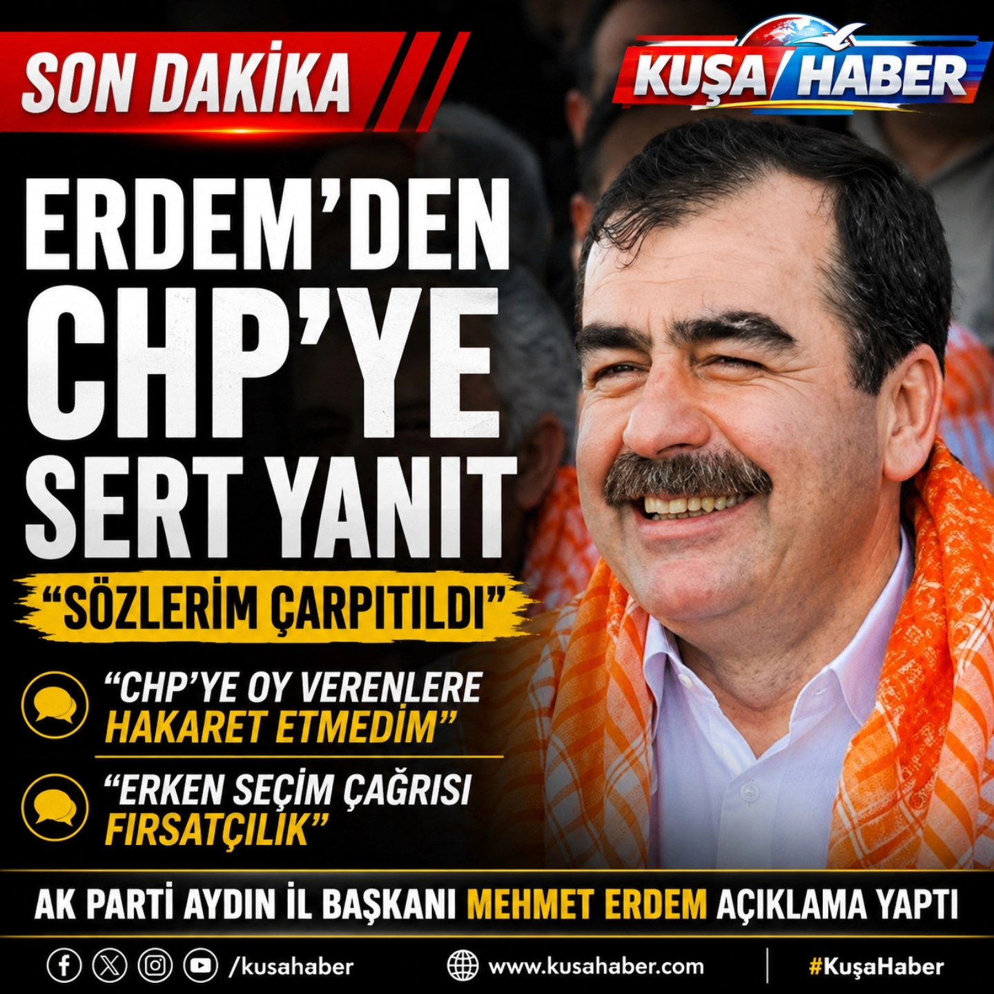 AK PARTİ AYDIN İL BAŞKANI ERDEM’DEN CHP’YE YANIT