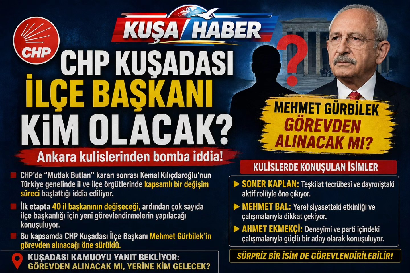CHP KUŞADASI İLÇE BAŞKANI MEHMET GÜRBİLEK GÖREVDEN ALINIYOR MU?