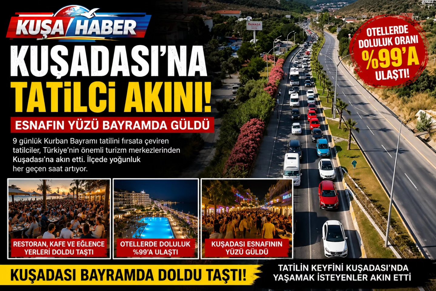 KUŞADASI’NA TATİLCİ AKINI ESNAFIN YÜZÜ BAYRAMDA GÜLDÜ