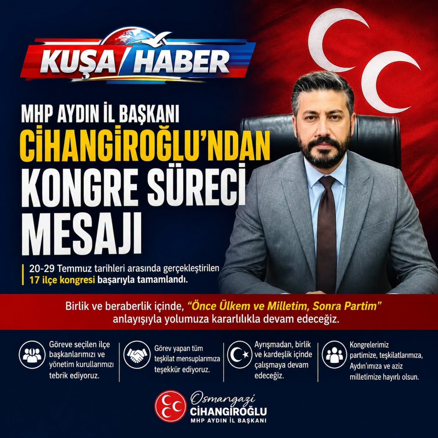 MHP AYDIN İL BAŞKANI CİHANGİROĞLU’NDAN KONGRE SÜRECİ MESAJI