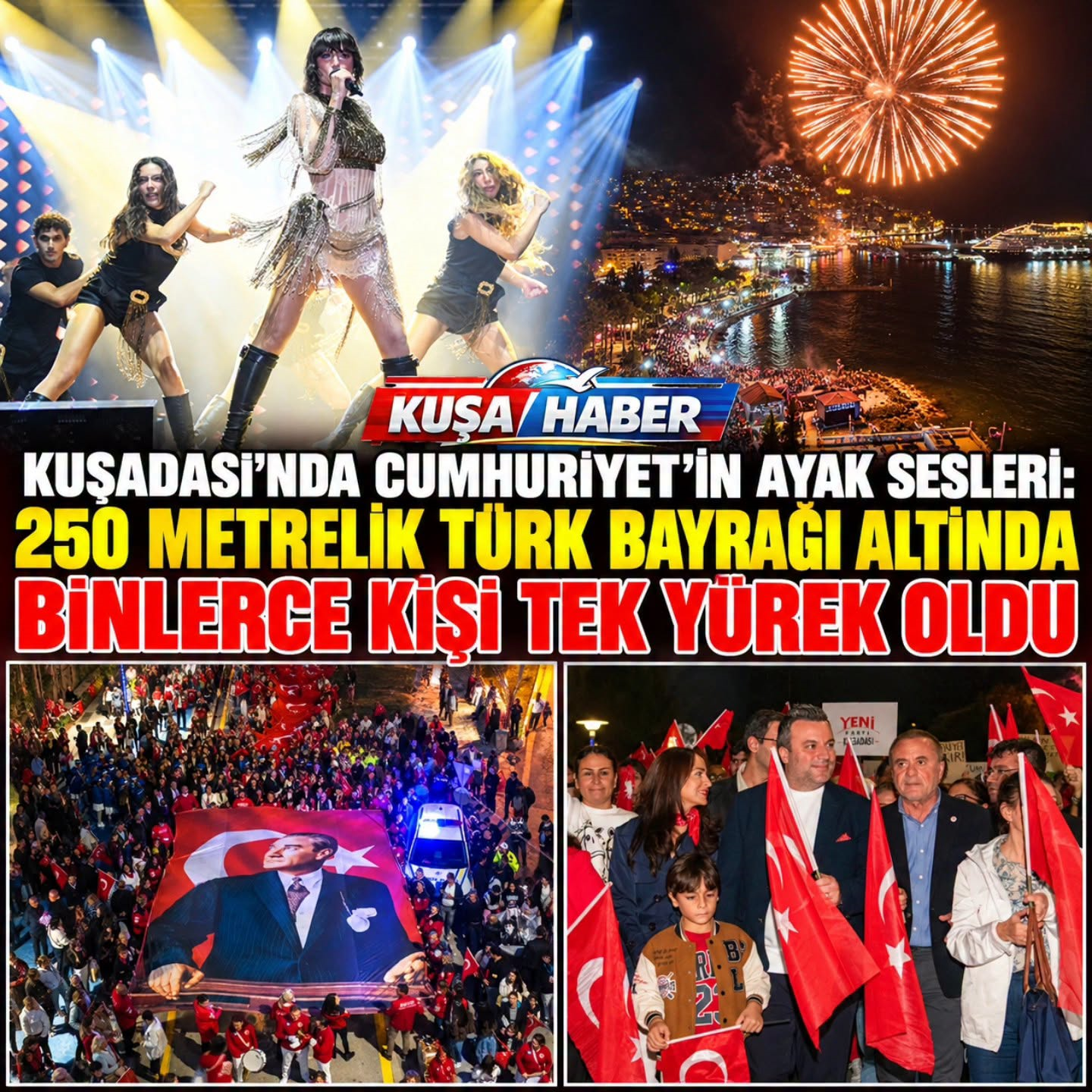 KUŞADASI’NDA CUMHURİYET COŞKUSU SOKAKLARA SIĞMADI!